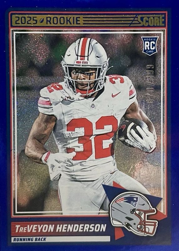 TreVeyon Henderson 2025 Score #59 Dots Blue /399 Rookie RAW