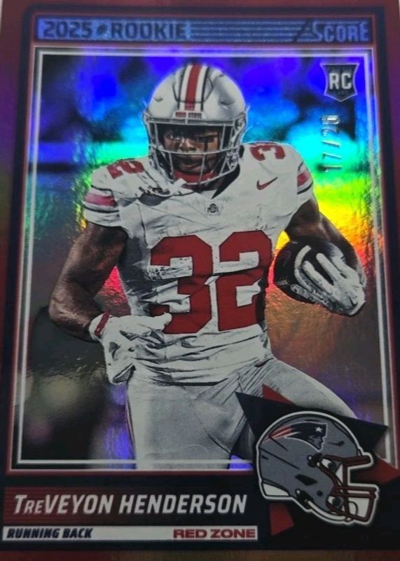 TreVeyon Henderson 2025 Score #59 Red Zone /20 Rookie RAW