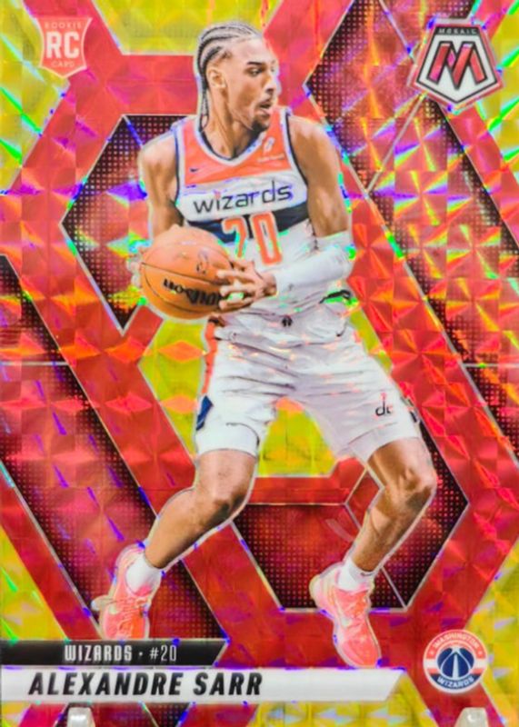 Alexandre Sarr 2024 Mosaic #216 Choice Fusion Red & Yellow /75 Rookie RAW