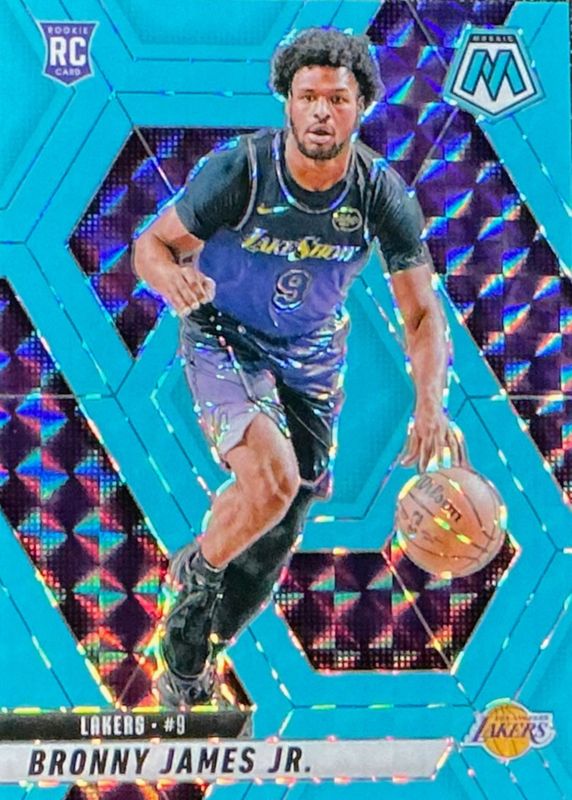 Bronny James Jr. 2024 Mosaic #214 Blue Fluorescent /75 Rookie RAW