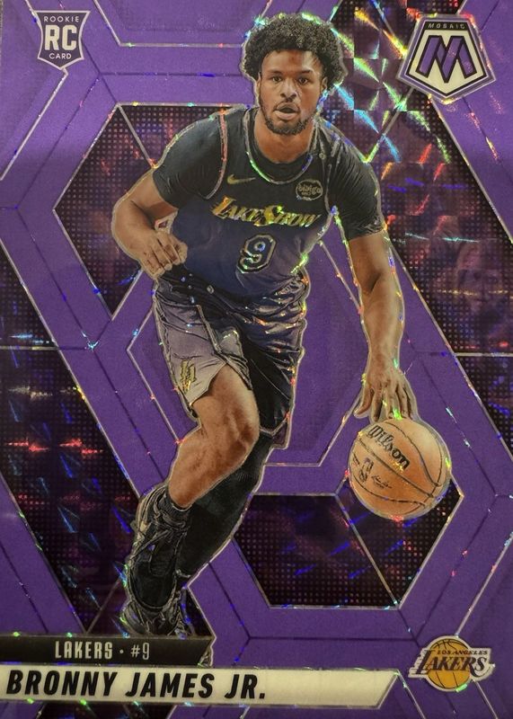Bronny James Jr. 2024 Mosaic #214 Purple Fluorescent /249 Rookie RAW