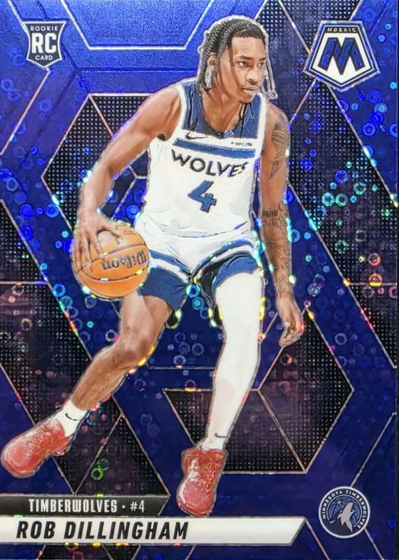 Rob Dillingham 2024 Mosaic #218 Fast Break Blue /85 Rookie RAW