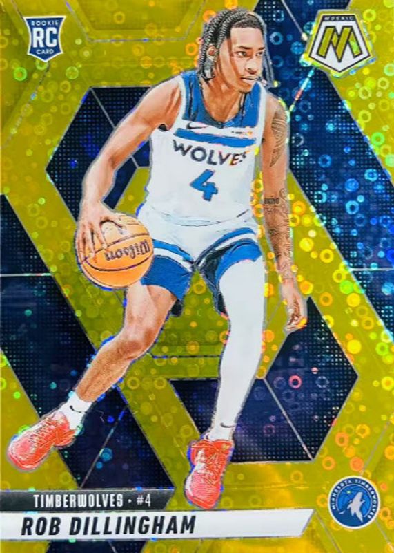 Rob Dillingham 2024 Mosaic #218 Fast Break Gold /10 Rookie RAW