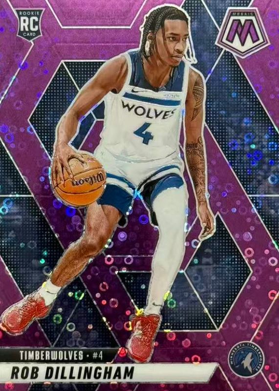Rob Dillingham 2024 Mosaic #218 Fast Break Purple /50 Rookie RAW