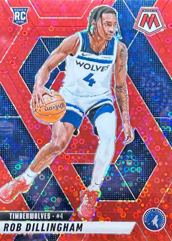Rob Dillingham 2024 Mosaic #218 Fast Break Red /99 Rookie RAW