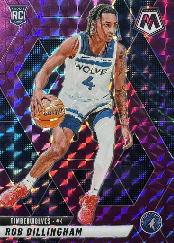 Rob Dillingham 2024 Mosaic #218 Purple /99 Rookie RAW