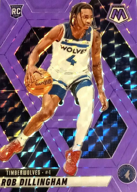 Rob Dillingham 2024 Mosaic #218 Purple Fluorescent /249 Rookie RAW