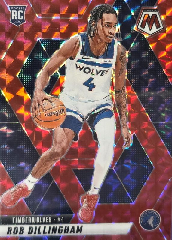 Rob Dillingham 2024 Mosaic #218 Red Rookie RAW