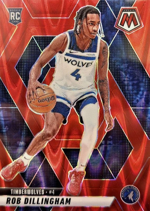 Rob Dillingham 2024 Mosaic #218 Red Seismic /299 Rookie RAW