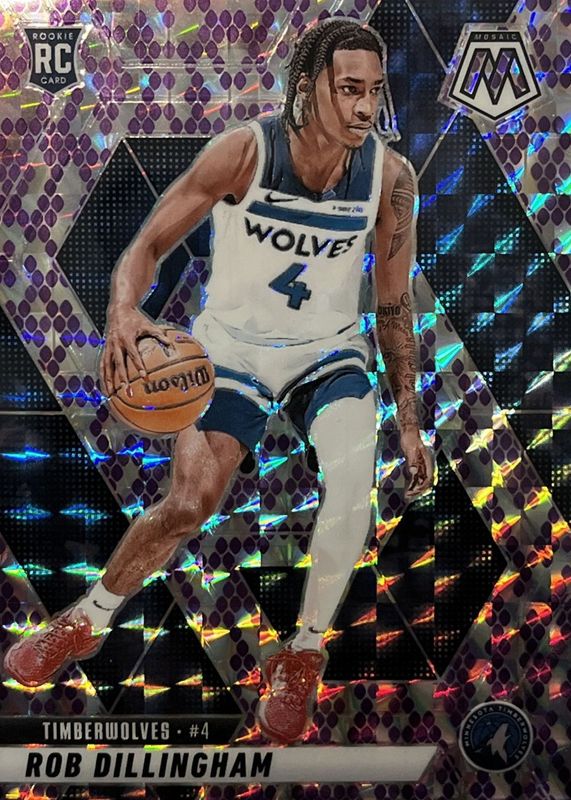 Rob Dillingham 2024 Mosaic #218 Snakeskin Purple /24 Rookie RAW