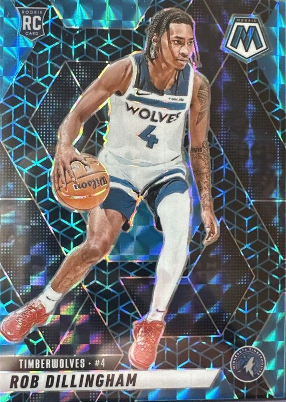 Rob Dillingham 2024 Mosaic #218 Spectris Blue FOTL /25 Rookie RAW