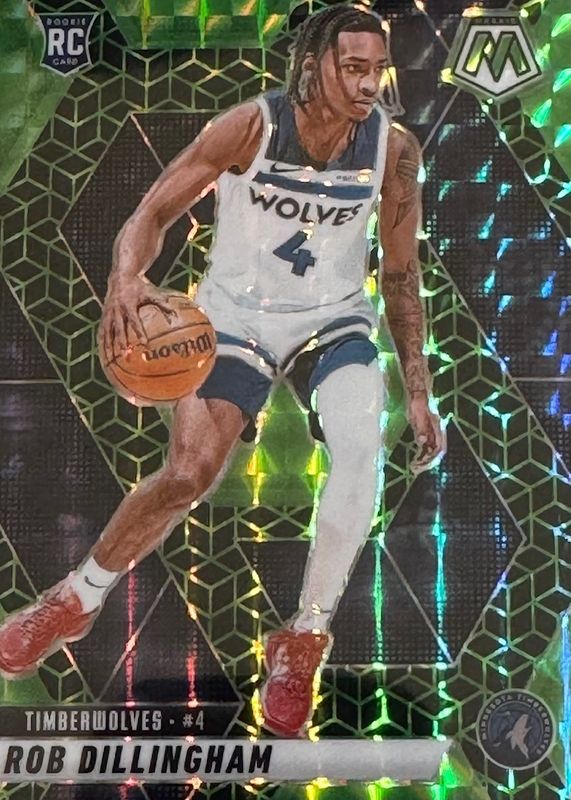Rob Dillingham 2024 Mosaic #218 Spectris Green FOTL /5 Rookie RAW