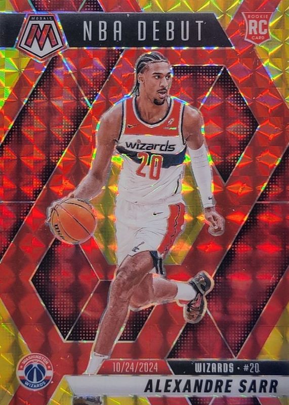 Alexandre Sarr 2024 Mosaic #254 NBA Debut - Choice Fusion Red & Yellow /75 Rookie RAW