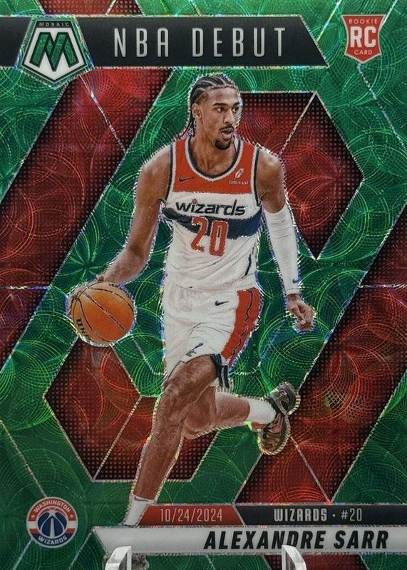 Alexandre Sarr 2024 Mosaic #254 NBA Debut - International Green /15 Rookie RAW
