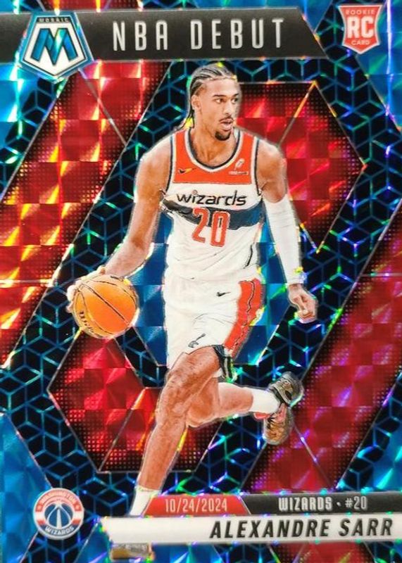 Alexandre Sarr 2024 Mosaic #254 NBA Debut - Spectris Blue FOTL /25 Rookie RAW