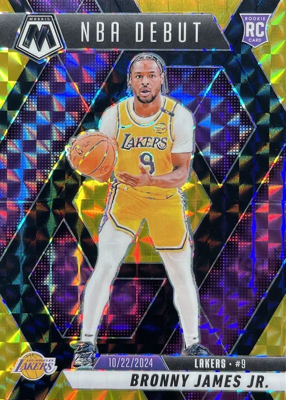 Bronny James Jr. 2024 Mosaic #262 NBA Debut - Choice Black Gold /8 Rookie RAW