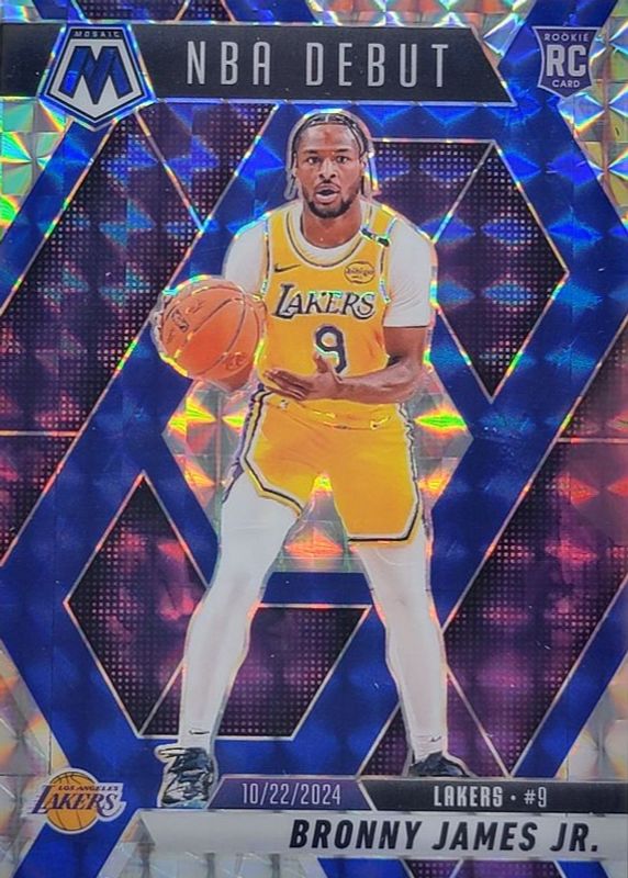Bronny James Jr. 2024 Mosaic #262 NBA Debut - Choice Blue /45 Rookie RAW