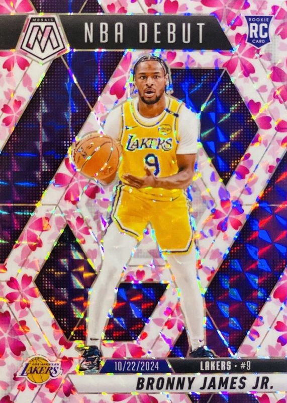 Bronny James Jr. 2024 Mosaic #262 NBA Debut - Choice Cherry Blossom /20 Rookie RAW