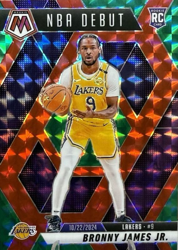 Bronny James Jr. 2024 Mosaic #262 NBA Debut - Choice Red & Green Rookie RAW