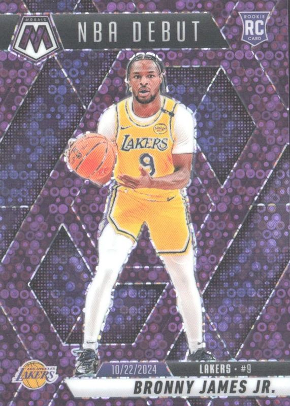 Bronny James Jr. 2024 Mosaic #262 NBA Debut - Fast Break Purple /50 Rookie RAW