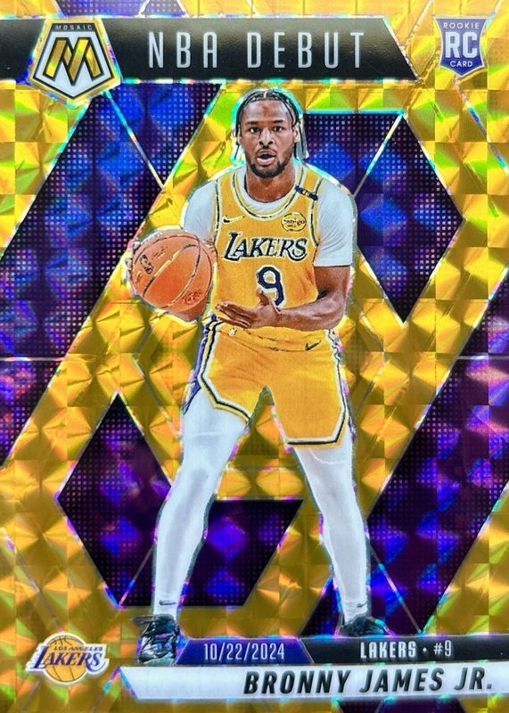 Bronny James Jr. 2024 Mosaic #262 NBA Debut - Gold /10 Rookie RAW