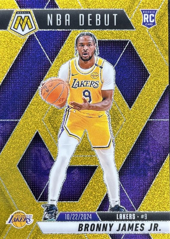 Bronny James Jr. 2024 Mosaic #262 NBA Debut - Gold Glitter /5 Rookie RAW