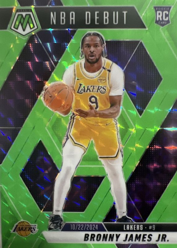 Bronny James Jr. 2024 Mosaic #262 NBA Debut - Green Fluorescent /10 Rookie RAW