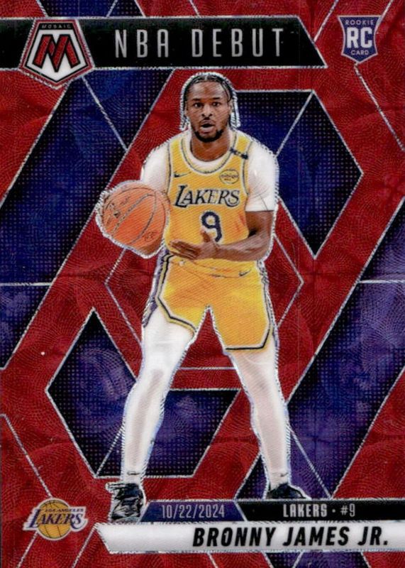 Bronny James Jr. 2024 Mosaic #262 NBA Debut - International Red /75 Rookie RAW