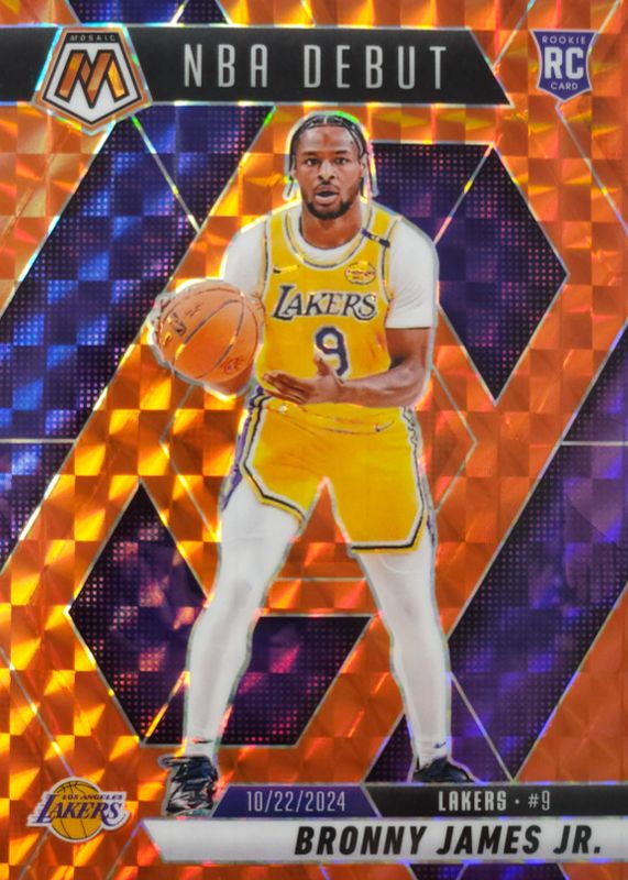 Bronny James Jr. 2024 Mosaic #262 NBA Debut - Orange /249 Rookie RAW