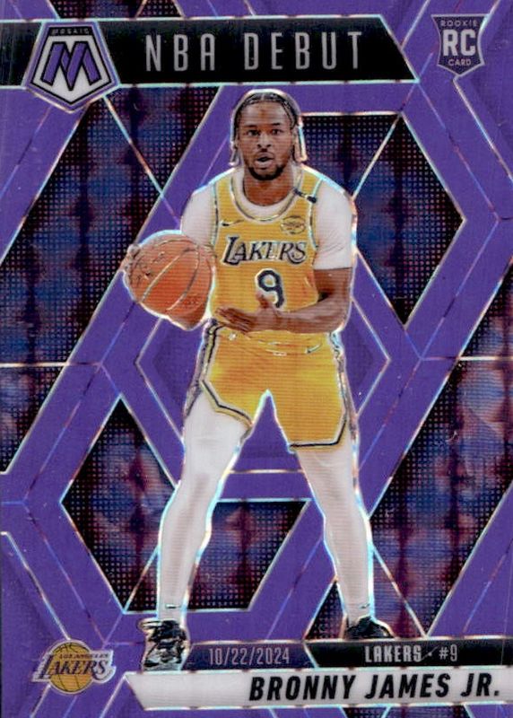 Bronny James Jr. 2024 Mosaic #262 NBA Debut - Purple Fluorescent /249 Rookie RAW