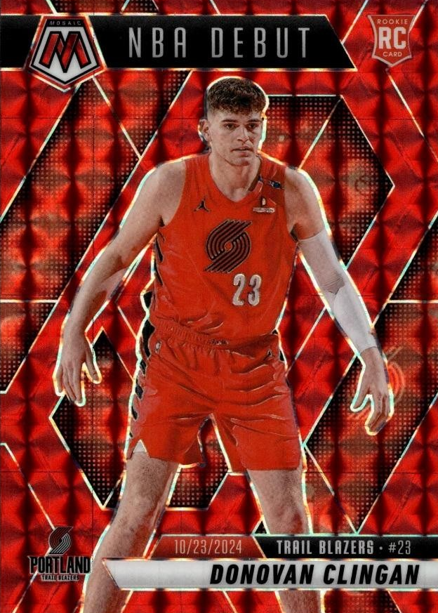 Donovan Clingan 2024 Mosaic #261 NBA Debut - Red Price Guide