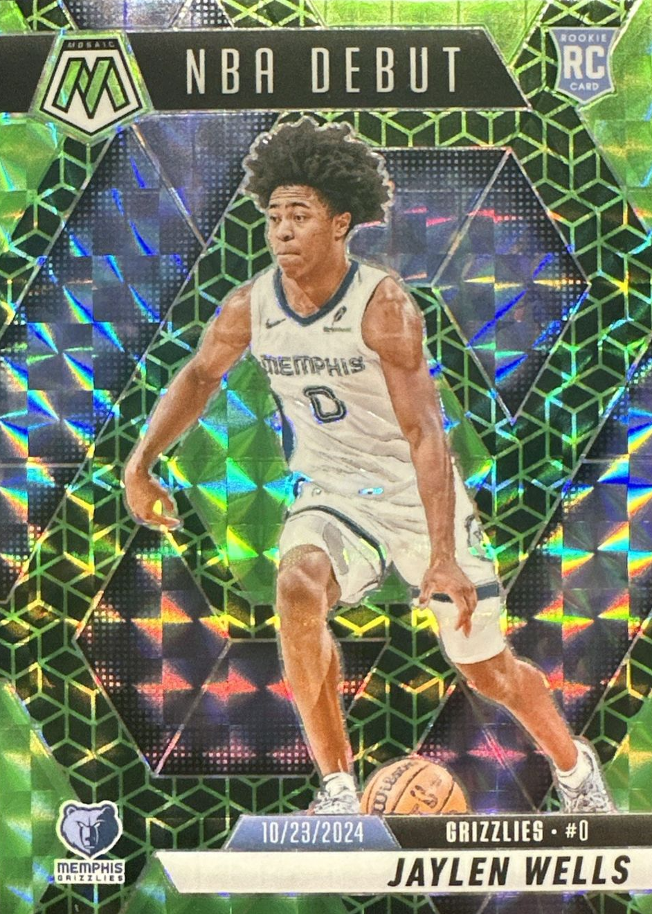 Jaylen Wells 2024 Mosaic #260 NBA Debut - Spectris Green FOTL /5