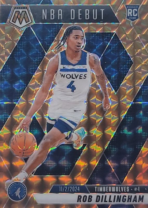 Rob Dillingham 2024 Mosaic #270 NBA Debut - Bronze /75 Rookie RAW
