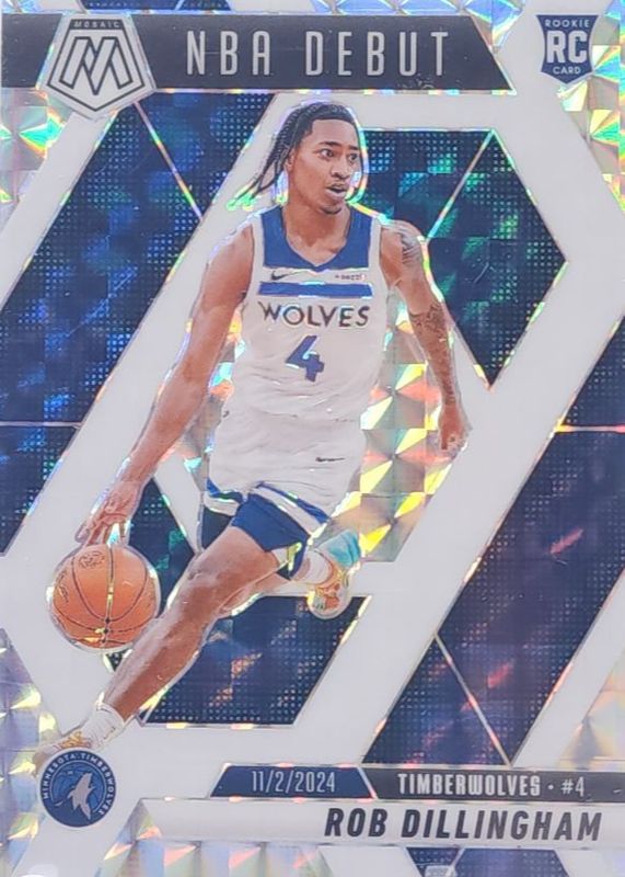 Rob Dillingham 2024 Mosaic #270 NBA Debut - Choice White /35 Rookie RAW