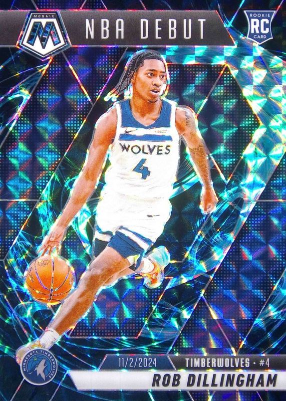 Rob Dillingham 2024 Mosaic #270 NBA Debut - Genesis /(SSP) Rookie RAW