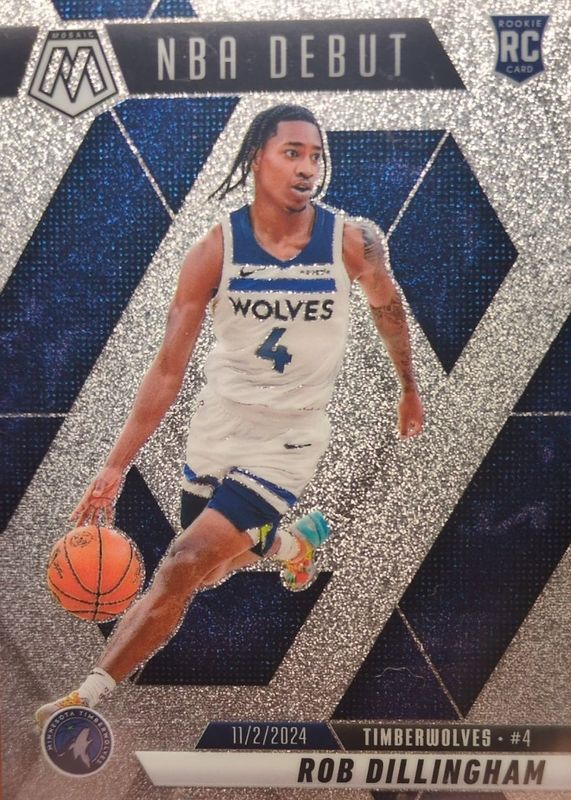 Rob Dillingham 2024 Mosaic #270 NBA Debut - Glitter /(SSP) Rookie RAW