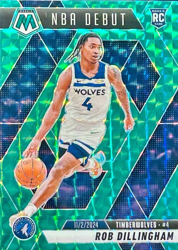 Rob Dillingham 2024 Mosaic #270 NBA Debut - Green Rookie RAW