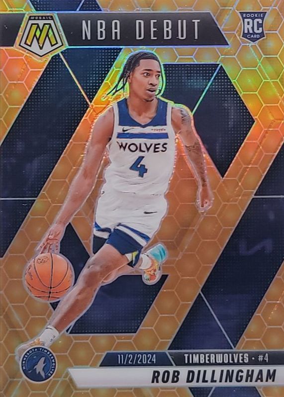 Rob Dillingham 2024 Mosaic #270 NBA Debut - Honeycomb /(SSP) Rookie RAW