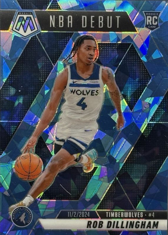 Rob Dillingham 2024 Mosaic #270 NBA Debut - Ice /125 Rookie RAW