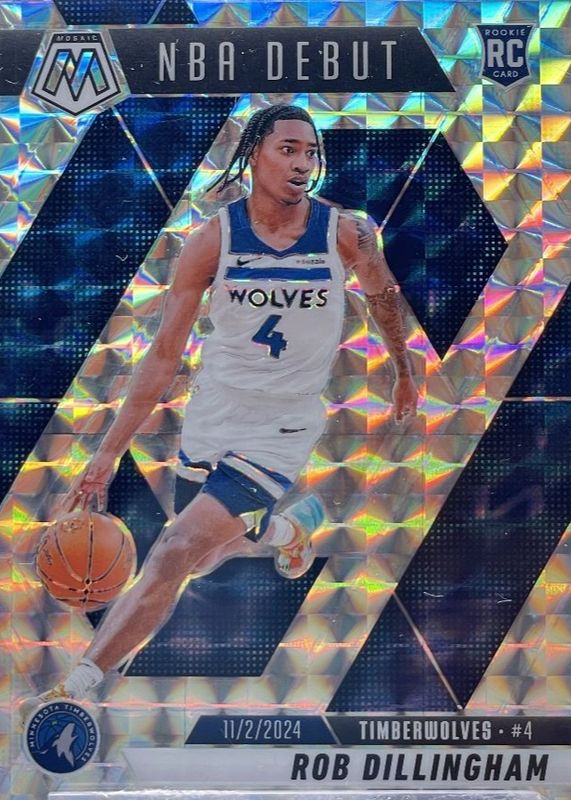 Rob Dillingham 2024 Mosaic #270 NBA Debut - Mosaic Rookie RAW