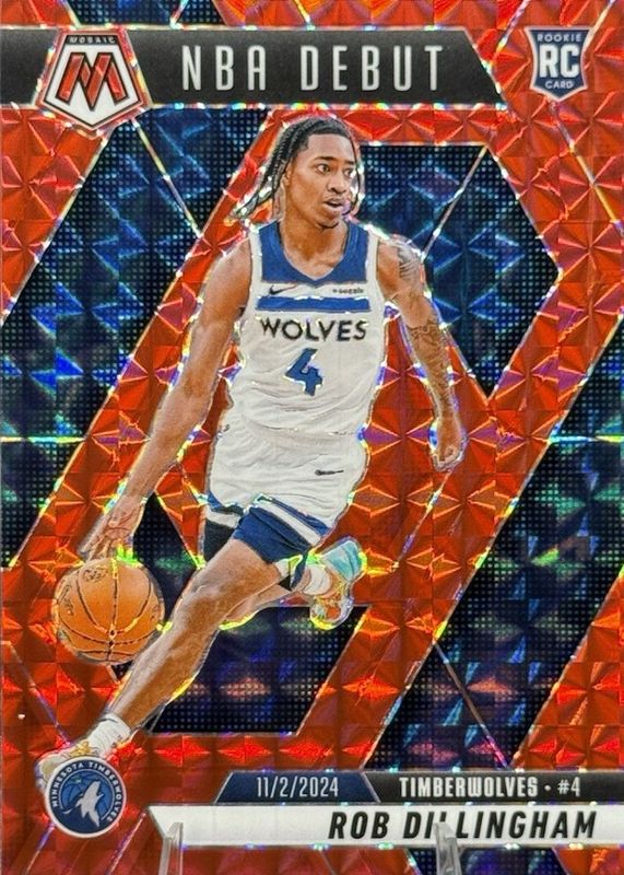 Rob Dillingham 2024 Mosaic #270 NBA Debut - Red Rookie RAW