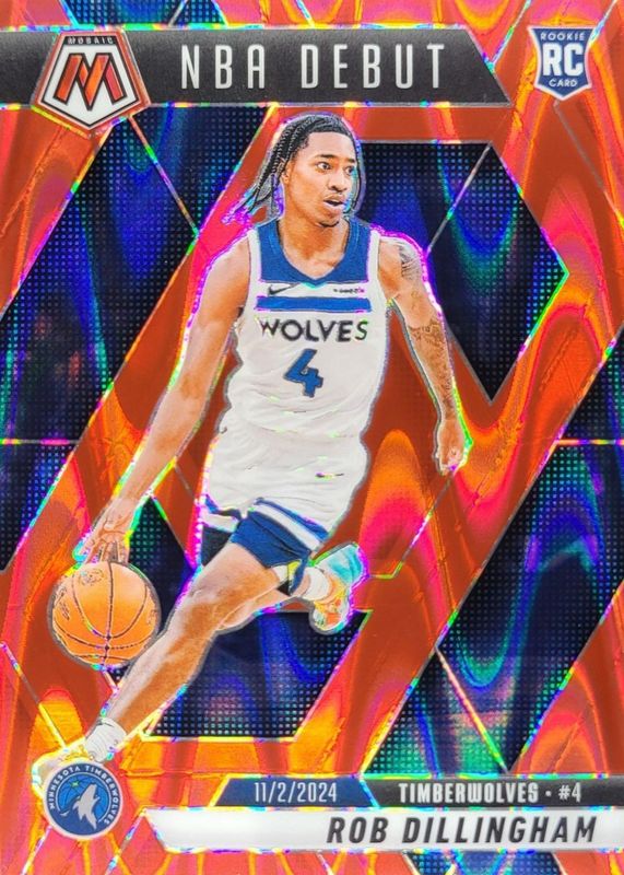 Rob Dillingham 2024 Mosaic #270 NBA Debut - Red Seismic /299 Rookie RAW