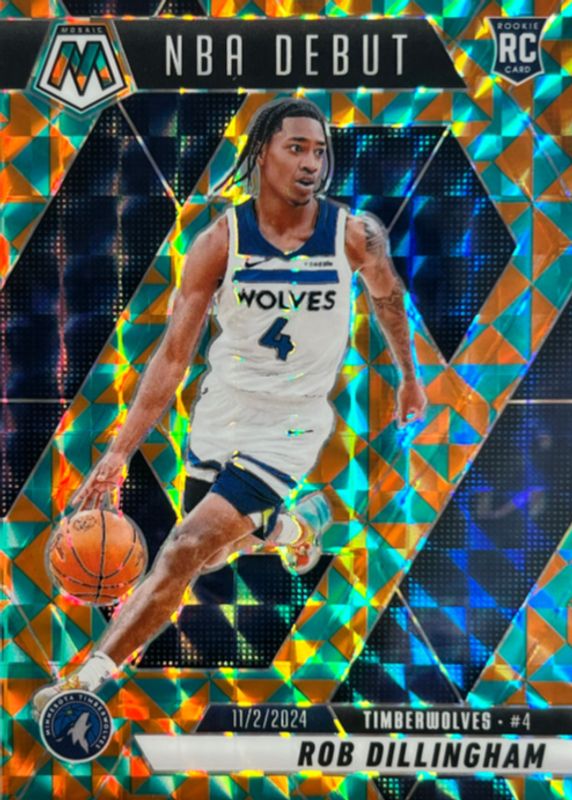 Rob Dillingham 2024 Mosaic #270 NBA Debut - Tessellation /15 Rookie RAW