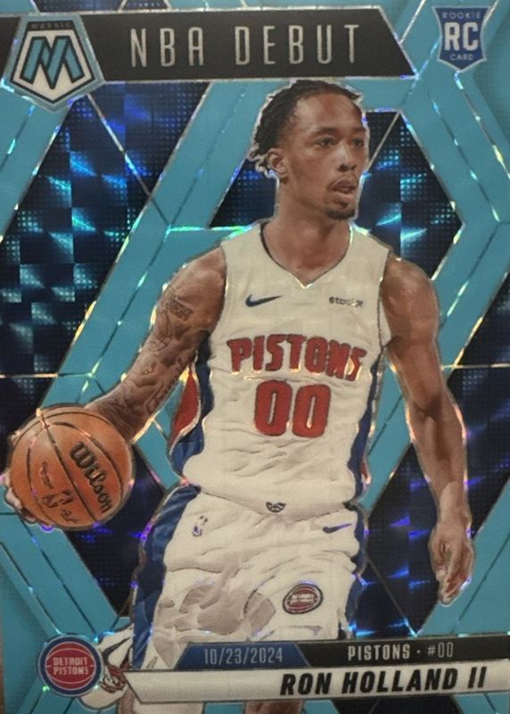 Ron Holland II 2024 Mosaic #258 NBA Debut - Blue Fluorescent /75 Rookie RAW
