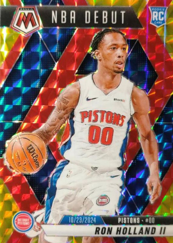 Ron Holland II 2024 Mosaic #258 NBA Debut - Choice Fusion Red & Yellow /75 Rookie RAW