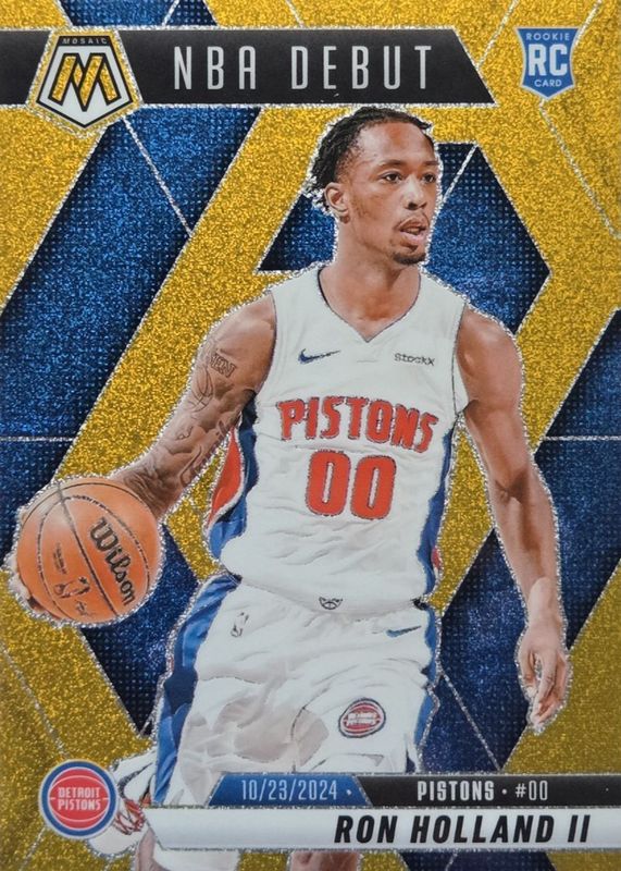 Ron Holland II 2024 Mosaic #258 NBA Debut - Gold Glitter /5 Rookie RAW