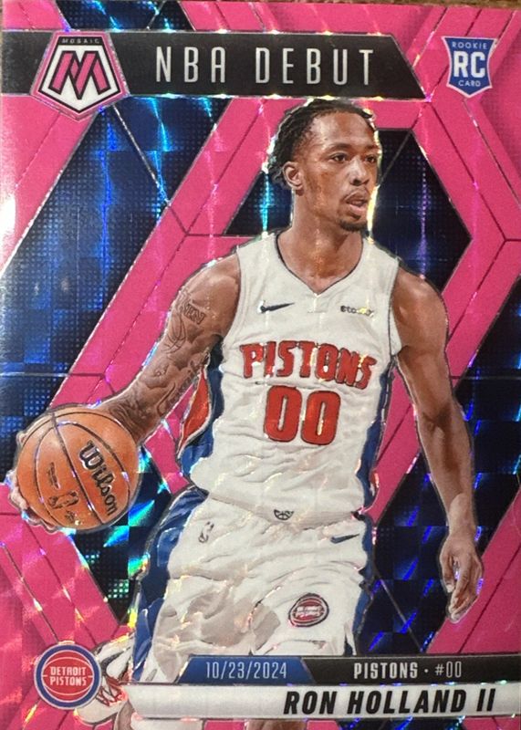 Ron Holland II 2024 Mosaic #258 NBA Debut - Pink Fluorescent /10 Rookie RAW