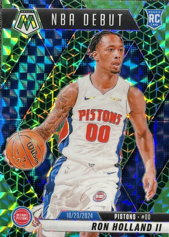 Ron Holland II 2024 Mosaic #258 NBA Debut - Spectris Green FOTL /5 Rookie RAW