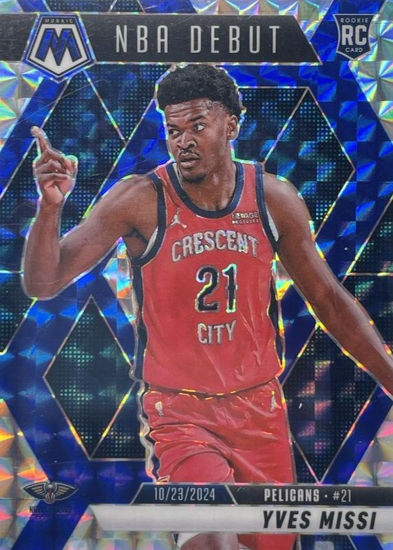 Yves Missi 2024 Mosaic #255 NBA Debut - Choice Blue /45 Rookie RAW