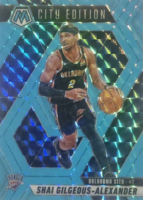 Shai Gilgeous-Alexander 2024 Mosaic #289 City Edition - Blue Fluorescent /75 RAW